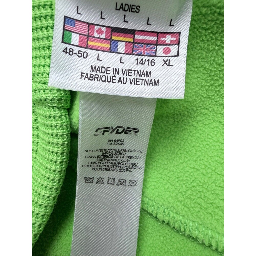Spyder Women's Core Sweater Active Jacket Neon Lime Green Full Zip Knit Y2K L - Picture 15 of 15